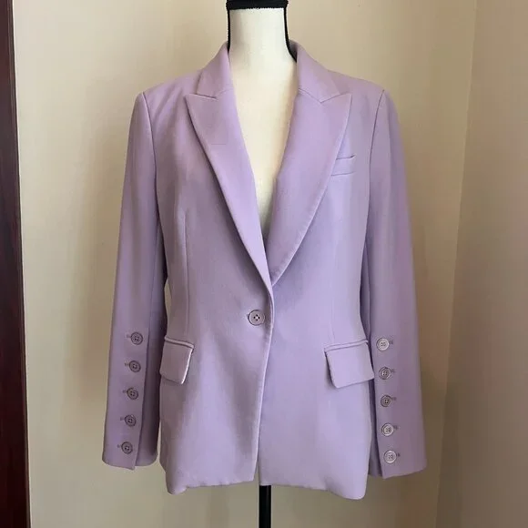 Veronica Beard Dickey Lavender Soft Lilac Purple Dickey Suit Blazer Pants Sz 14 - Picture 3 of 15